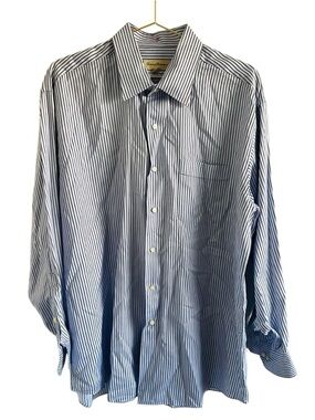 Tommy Bahama Blue and White Vertical Stripe Dress Shirt